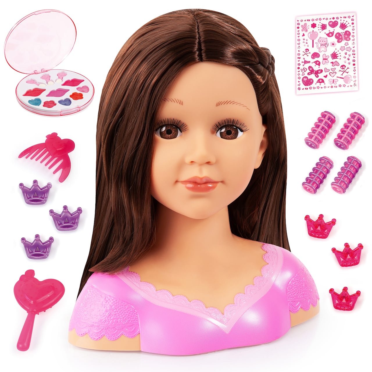 Bayer Design Charlene Super Model Brown Haired Styling Head with Makeup